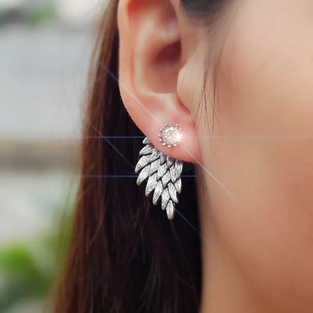 Gold Tone Angel Wings Earrings - Picture 4 of 4